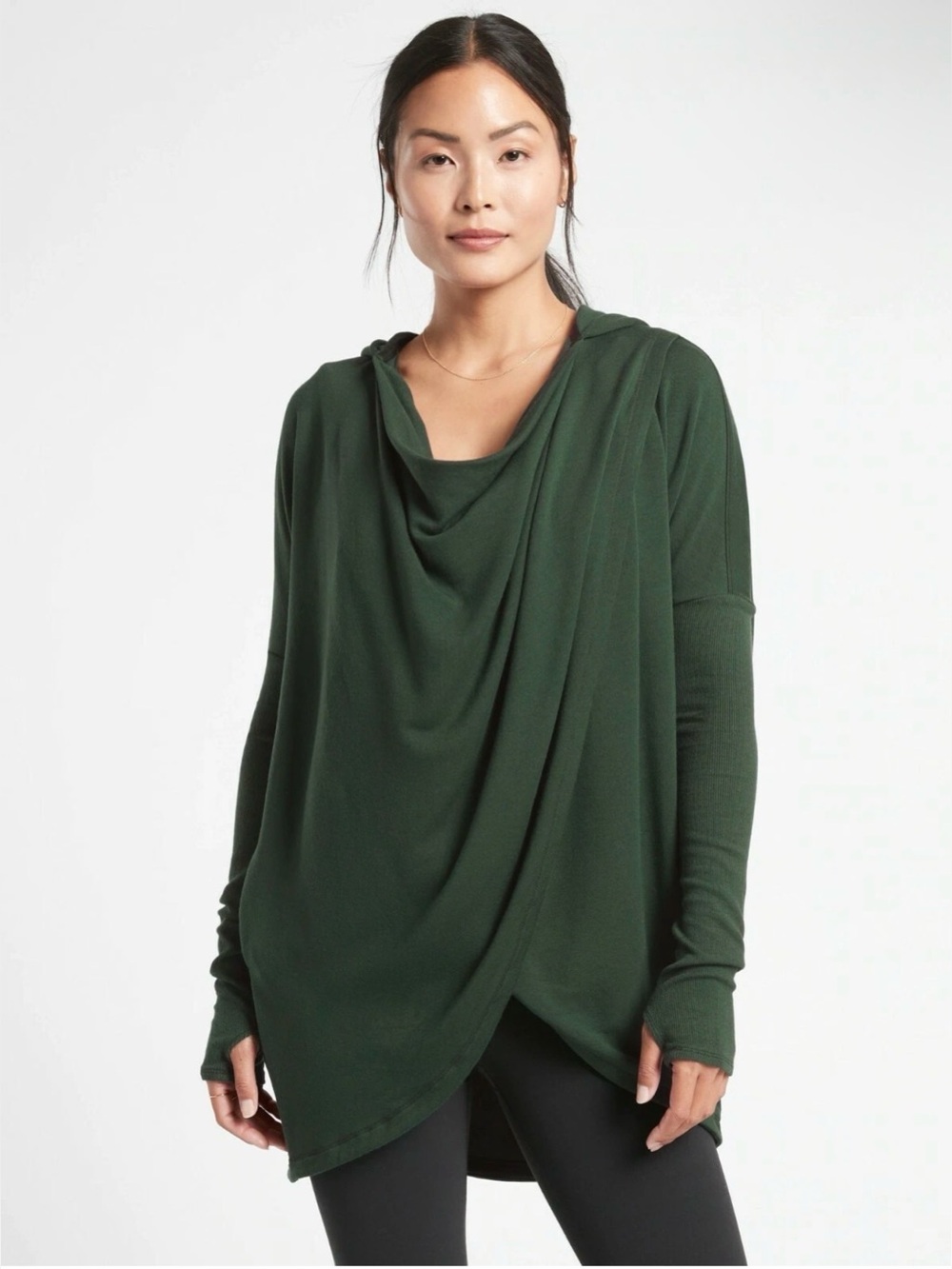 Athleta Purana Wrap Sweatshirt in Seaweed Snack Size Large